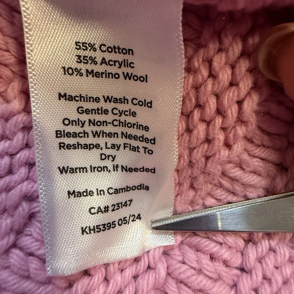 Talbots Pink Knit Sweater Women Small‎ Mock Neck Button Pullover Sz L - Picture 4 of 9